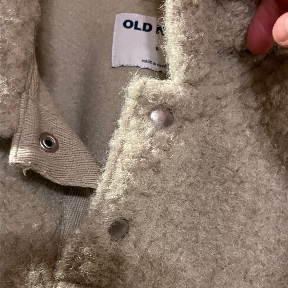 Old Navy Beige Fleece Teddy Sweater - Picture 3 of 10